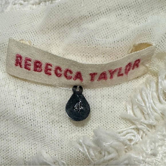 Rebecca Taylor Luxe White/Ivory Tweed & Leather Trim Peplum Top Size 4 NWT - Picture 2 of 8